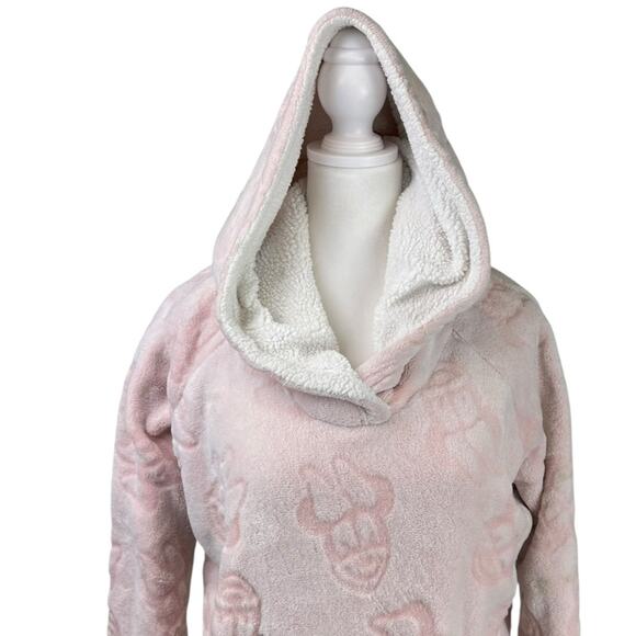 Disney Minnie Mouse Soft Pink Fleece Lounger Sherpa Hood Size Large - Picture 5 of 10